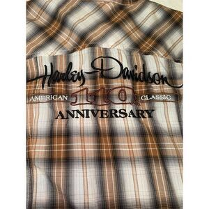 Harley-Davidson 110th Anniversary Plaid Button-Up Shirt Womens Medium Like New!